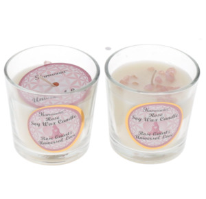 Candles 1: CRYSTAL SAND CANDLE - Universal Love Rose Quartz Rose Scented Votive