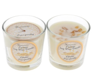 Candles 1: CRYSTAL SAND CANDLE - Prosperity Citrine Orange Scented Votive