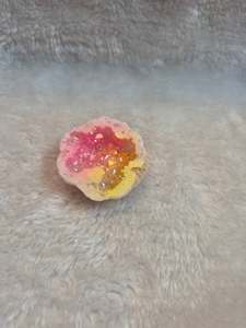 Yellow and Pink allAura White Agate Geode