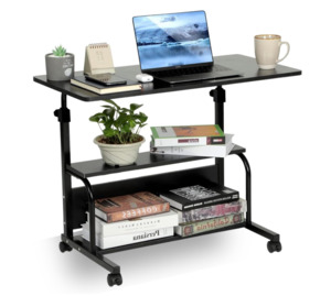 Adjustable Computer Desk with Double Shelves