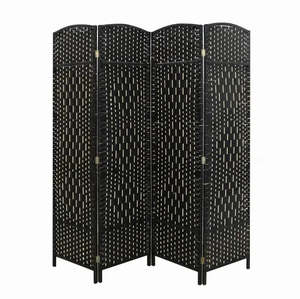 Room Divider: Flexible Privacy Space Elegant 4 Panel Folding Room Divider Black