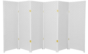 6-Panel Folding Room Divider – White (170cm Height)