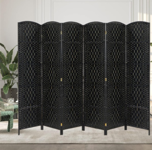 6-Panel Folding Room Divider – Flexible Privacy Screen with Elegant Arch Design (Black)