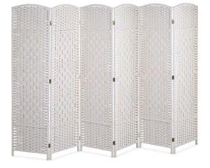 Room Divider: 6-Panel Folding Room Divider – Ready-to-Use Privacy Screen (White)