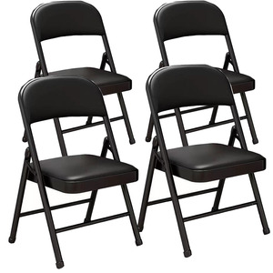 Dining Chair: Folding Chairs with Padded Seats – 4 Piece Set