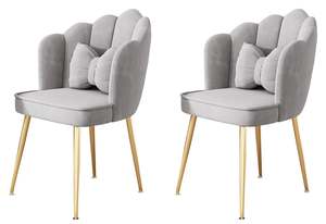Set of 2 Petal Velvet Chairs – Elegant Modern Accent Seating for Home