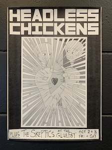 Flying Nun Gig Posters: HEADLESS CHICKENS AND THE SKEPTICS ORIGINAL GIG POSTER