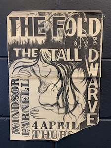 Flying Nun Gig Posters: THE FOLD AND THE TALL DWARVES 1985 ORIGINAL GIG POSTER