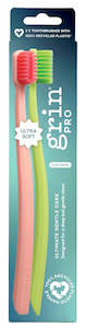 Oral Care: Grin Pro Ultimate Gentle Care Toothbrush 2pk Green & Pink (Ultra Soft)