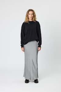 Silk: CHARLIE MAXI SKIRT - BLACK HOUNDSTOOTH