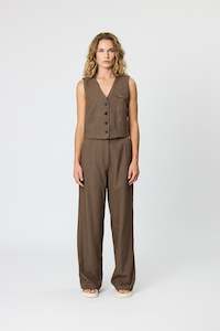 LILAH SUIT VEST - CHOCOLATE HOUNDSTOOTH