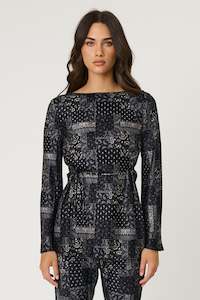 WILMA TOP - BLACK BANDANA