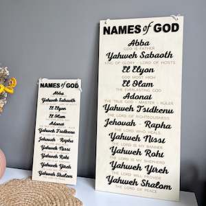 Home Decor: Names of God Wooden Plaque