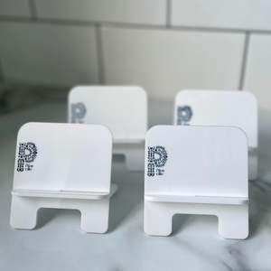 Business: Price Stands | White Acrylic | Custom Logo