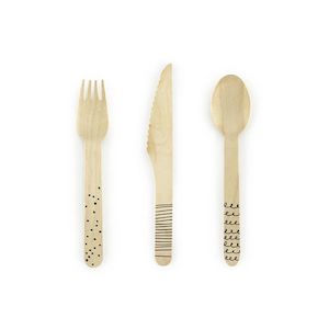 Jungle: Black Print Wooden Cutlery Set (6 sets)