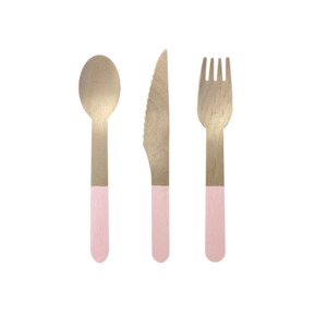 Ballerina Bows: Pink Wooden Cutlery (10 sets)
