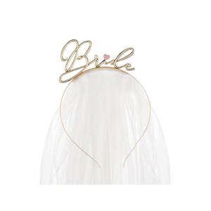 Bridal Shower Hens: Gold Bride Headband & Veil