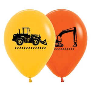 Orange: Construction Trucks Standard 30cm Balloons (6 pack)