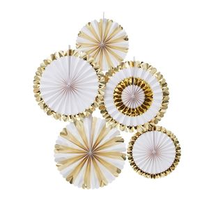 White: Gold and White fans (5 pack)