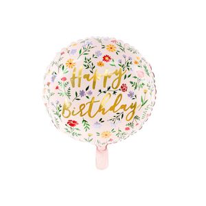Pink Floral Happy Birthday Balloon