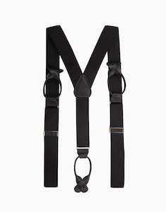 Braces: Y Back Black Suspender Leather End Braces