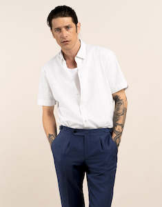 Race Ready: Waihi White Stripe Seersucker Short Sleeve Shirt