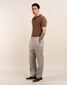 Race Ready: Evans Beige Houndstooth Linen Trouser