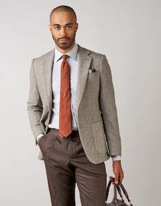 Recycled Wool Collection: Batten Light Brown Micro-design Blazer