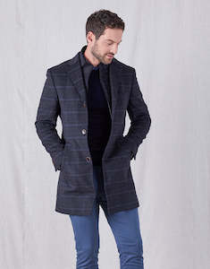 Recycled Wool Collection: Compton Charcoal Check Overcoat