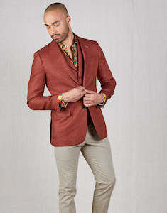 Special Occasion: Hawker Blood Orange Herringbone Linen Blazer