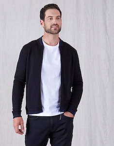 Mens Merino Knitwear Ppc: Domino Black Knit Bomber