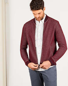 Mens Merino Knitwear Ppc: Domino Burgundy Knit Bomber