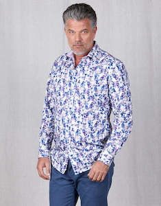 Mens Floral Shirts: Barbican Purple & Navy Floral Shirt