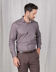 Mens Dress Shirts: Barbican Maroon Candy Print Shirt