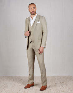 Hawker Bone Linen-Wool Blend Twill Suit