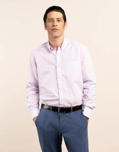 Mens Linen Shirts: Ohope Lilac Cotton-Linen Shirt