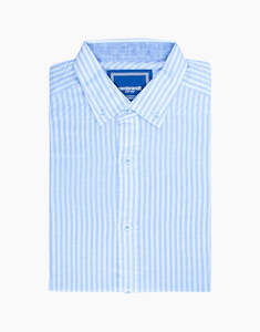 Ohope Light Blue Stripe Linen Blend Shirt