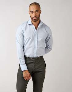 Mens Dress Shirts: London Light Blue Merino Shirt