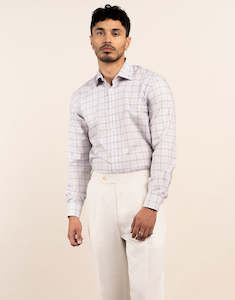 Mens Business Shirts: Banks Light Grey Glen Check Shirt