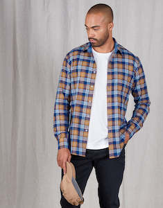 Mens Flannel Shirts: Ohope Orange Check Flannel Shirt