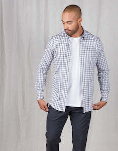 Mens Flannel Shirts: Ohope Navy & Brown Check Flannel Shirt