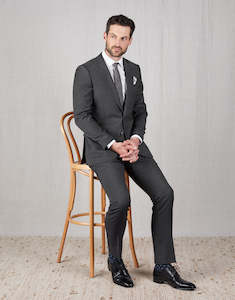 Two Trouser Suit: Cooper Charcoal Textured Two Trouser Suit