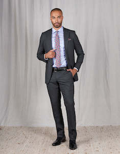 Navy Blue Suits: Cooper Blue & Burgundy Micro Check Two Piece Suit