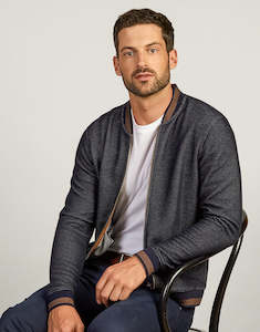 Domino Navy Knit Bomber