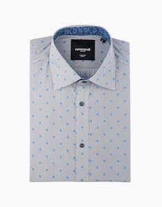 Mens Black Shirts: Barbican Blue & Black Geometric Shirt