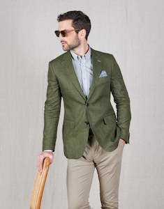 Race Ready: Hawker Green Herringbone Linen Blazer