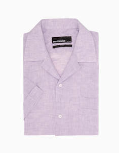 Mens Linen Shirts: Hahei Lilac Casual Short Sleeve Shirt