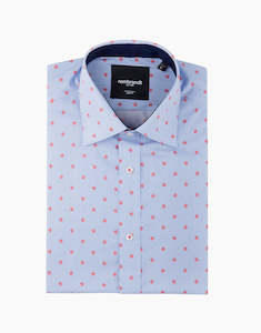 Mens Dress Shirts: Barbican Blue & Red Geometric Shirt