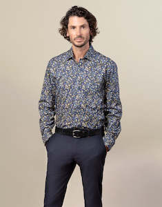 Winter Essentials: Sinatra Ink Blue Floral Print Shirt