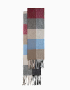 Grey And Tan Oversize Gingham Scarf